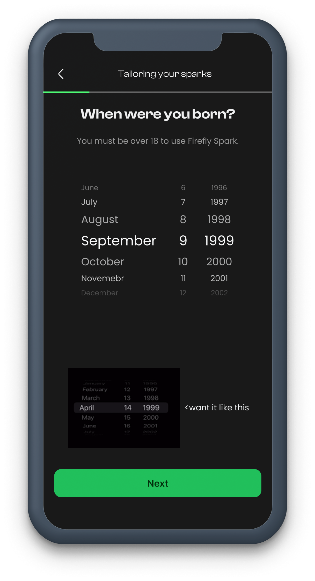 App screen 109